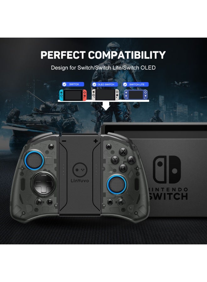 LinYuvo وحدة تحكم ألعاب بلوتوث Classic Joypad LinYuvo KS33 لجهاز Switch و Switch Lite و Switch OLED مع 8 ألوان من إضاءة RGB، عصا تحكم معدنية، جيروسكوب بستة محاور، وظيفة Turbo، اهتزاز مزدوج قابل للتعديل، وظيفة إيقاظ، تحكم بالحركة، انفجار سريع، بطارية 500mAh - Image 5